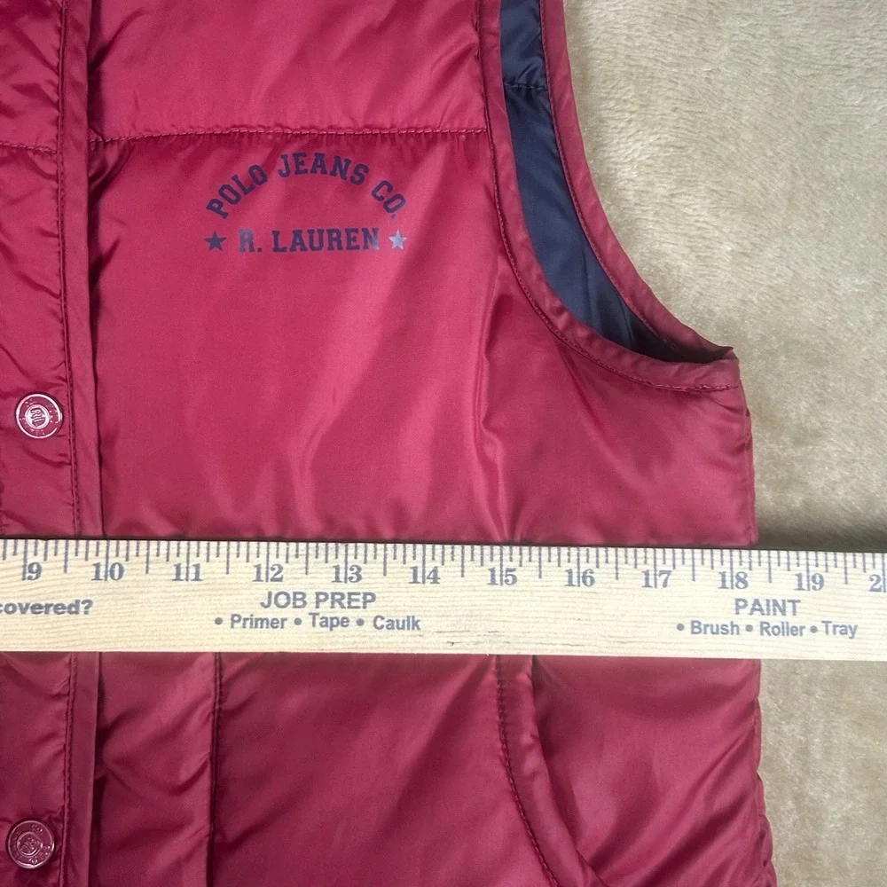 Vintage Polo Jeans Co Ralph Lauren Womens Small Burgundy Red Quilted Puffer Vest